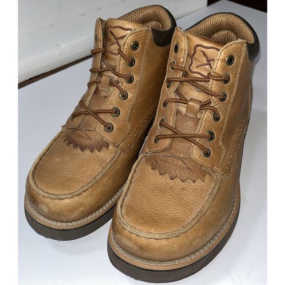 Twisted X Chuck Up Peanut Pebble‎ Leather Wide Round Toe Ankle Boots Men's 8.5M - Picture 1 of 9